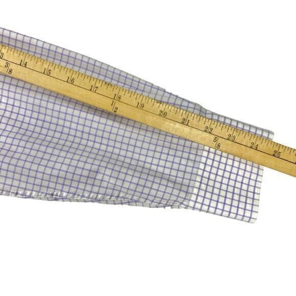 Peter Millar Dress Shirt Mens Sz 17 Long White Purple Plaid Cotton Button Front - Picture 16 of 16